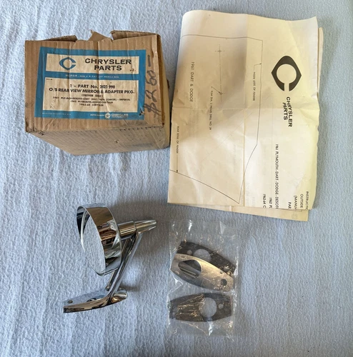 NOS MoPar DS Left Mirror 1961-64 Dodge Plymouth Chrysler Imperial 62 63
