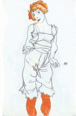 Egon Schiele ''Frau in Unterw?sche und Str?mpfen '' White Artwork PAPER or CANVAS