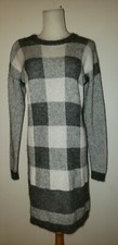 BANANA REPUBLIC SZ PM BUFFALO CHECK SWEATER DRESS HEATHER GRAY 2353