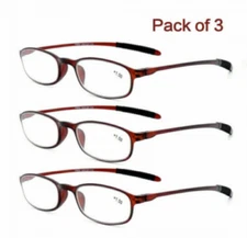 3 PACK Flexible Reading Glasses Lightweight Readers 1.0 1.5 2.0 2.5 3.0 3.5 B89