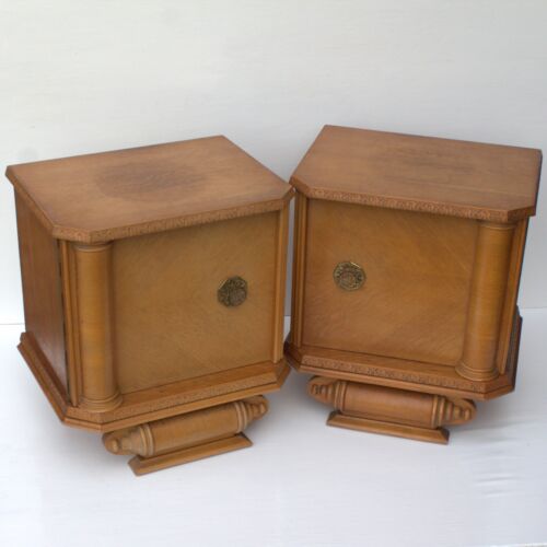 Antique 2 Art Deco Bedside Tables nightstands vanity end tables 1940's home deco - Picture 3 of 19