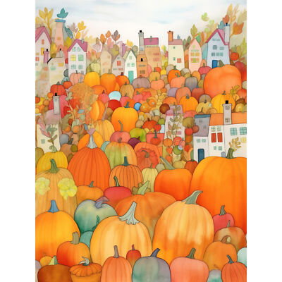 Halloween Kürbisfest Herbst Ernte Volkskunst riesiges Wandbild Poster Druck