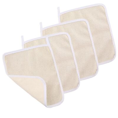 4 Pack Exfoliating Face and Body Wash Cloths 2-Sided Bath Towel Exfoliating S...