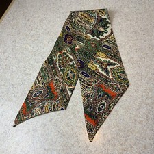 Vintage 1960  s Handmade Satin Paisley Mod Retro Tie Neck Purse Scarf