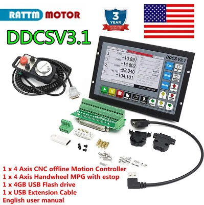 RATTM MOTOR 「USA」 4 Axis CNC Controller Motion Offline Stand Alone DDCSV3.1 w/ Handwheel MPG