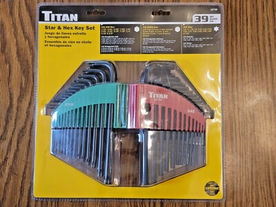Titan Long Torx, SAE & Metric Hex Key/ Allen L-Wrench Set w/Folding Holder 12739