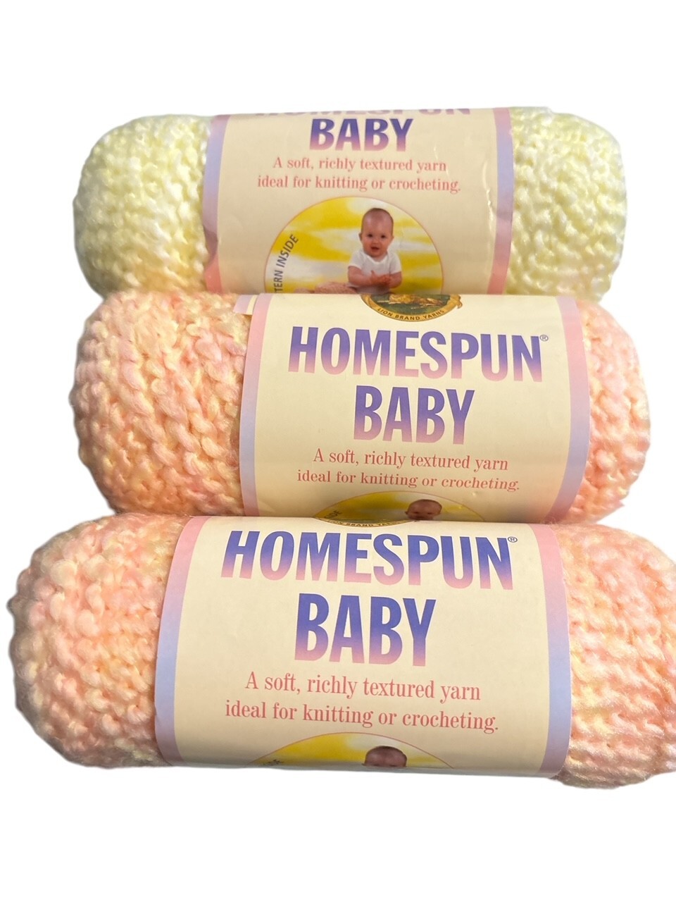 Lion Brand Homespun Baby Yarn Lot of 3 2 Creamsicle, 1 Sunshine 3 oz each eBay