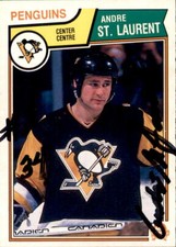 Andre St. Laurent Signed Auto 1982-83 O-Pee-Chee card Pittsburgh Penguins