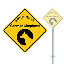 BEWARE OF DOG PROTECTED BY GERMAN SHEPHERD HEAVY DUTY ALUMINUM SIGN 11" x 11"