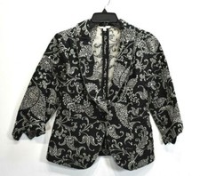 Cabi Womens Paisley Print Shawl Lapel One Button 3/4 Sleeve Blazer Jacket 6