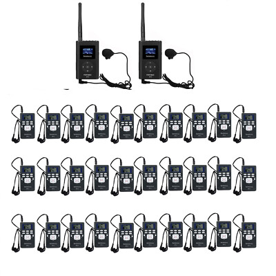 Wireless Tour Guide System 2 Transmitters 30 Receivers for Plant School Factory