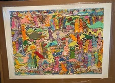 James Rizzi: Original 3D "WHEN THE DINOSAURS RETURN", AP, 1993, Autographed