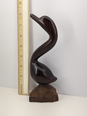Vintage Hand Carved From Ironwood Standing Bird Tall Crane Bird 1985 Cancun