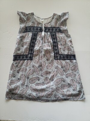old navy red white and blue dress Old Navy Size XL Red White Blue Paisley Print Flutter Sleeve Knee Length  Dress