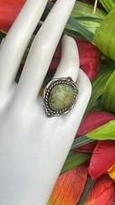 Native American Sterling Silver Natural Green Turquoise 6.9 gr Ring Sz 6.75