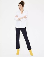 BODEN NEW Navy Blue Viscose Knit HAMPSHIRE High Rise Flared Crop Pants US 8 Reg