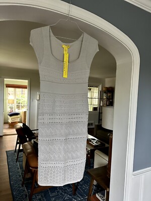 NWT $295 Catherine Malandrino Cheryl Pointelle Knit Dress: Gray/Silver,  Small | eBay