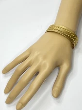 Vintage Athomie Italy 925 Silver Cuff Bracelet Gold Tone Designer Rare