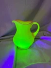 Fenton Burmese Satin Glass Mini Pitcher/Creamer-ruffled pink rim uranium hang ta