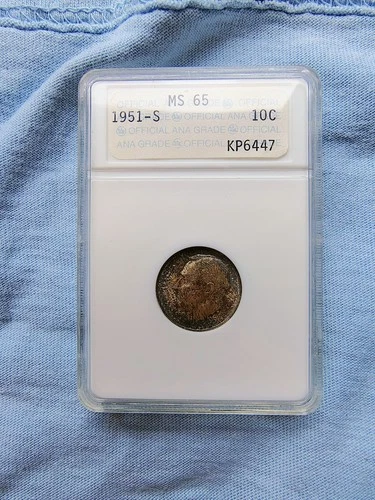 Old ANA Holder Pre Anacs 1951 S MS65 Roosevelt Dime