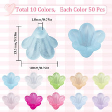 1 Box 500Pcs 10 Colors Acrylic Flower Bead Caps Crystal Flower Beads Bulk 5 P...