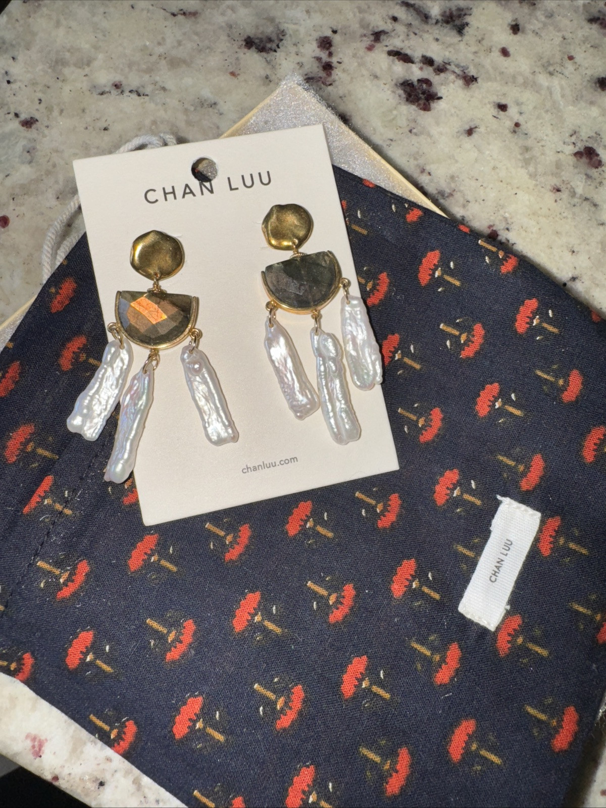 NWT CHAN LUU LUNA TRINITY a LABRADORITE EARRINGS ~ SOLD OUT EVERYWHERE!!! image 6