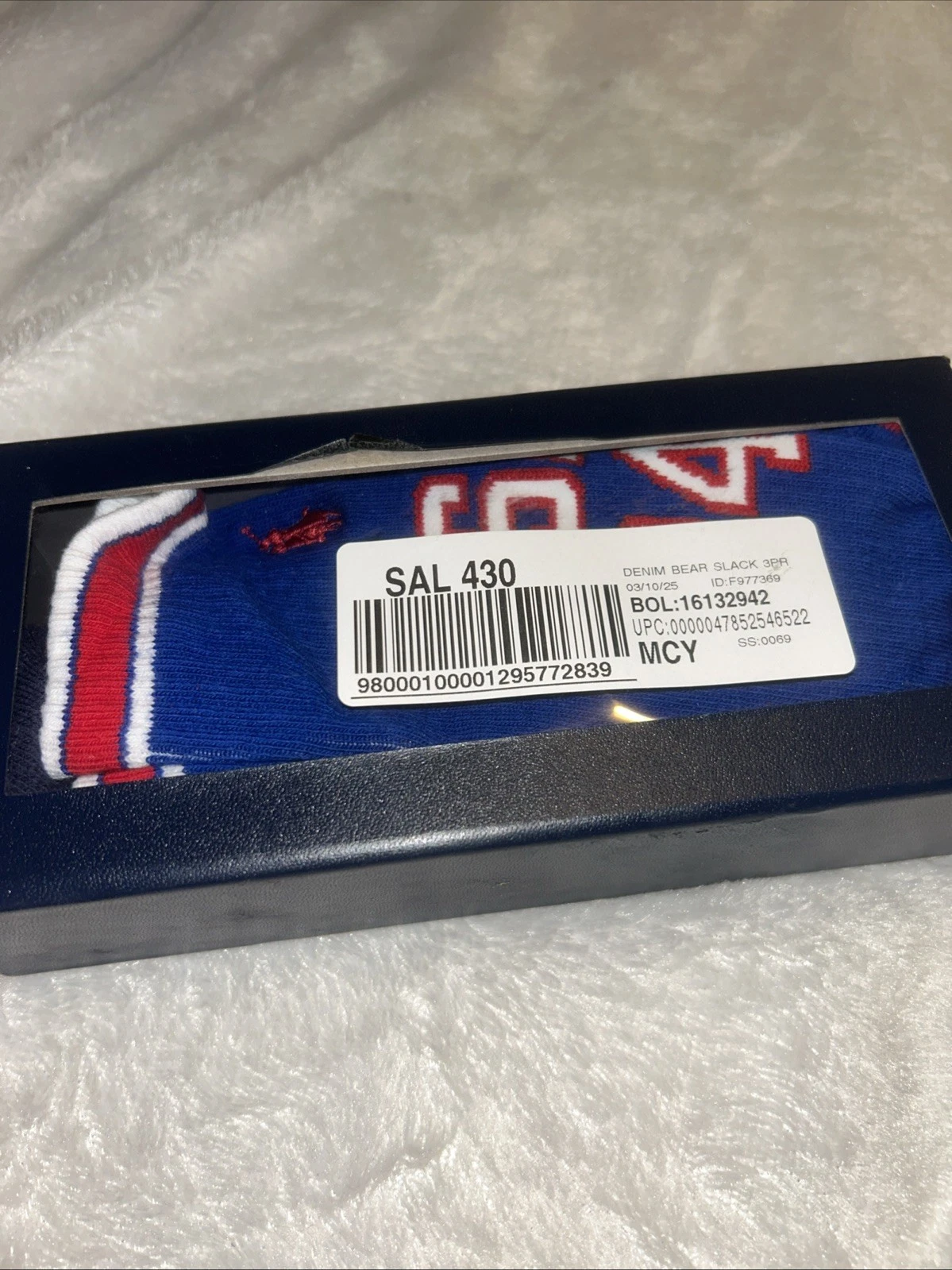 Polo Ralph Lauren Crew Socks Men's 10-13 Multicolor Bear Stretch 2 - Pack FTS275