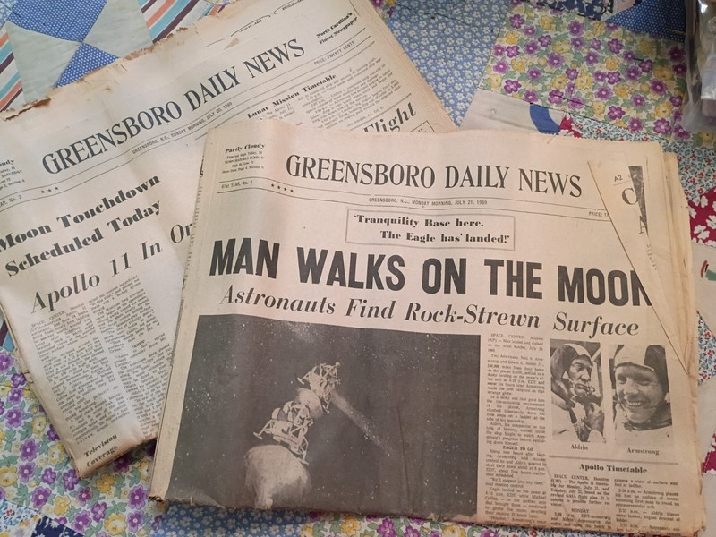 2 Vintage Greensboro, N.C. Newspapers from July 1969 MOON WALK