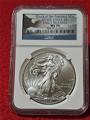 2014(S) American Silver Eagle ASE Dollar STRUCK AT SAN FRAN NGC MS 70 ER #T1295