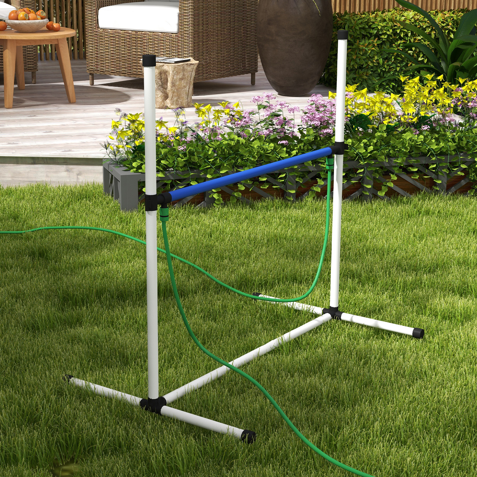 4 Piece Dog Agility Training Equipment Set with 3 Hurdles, White