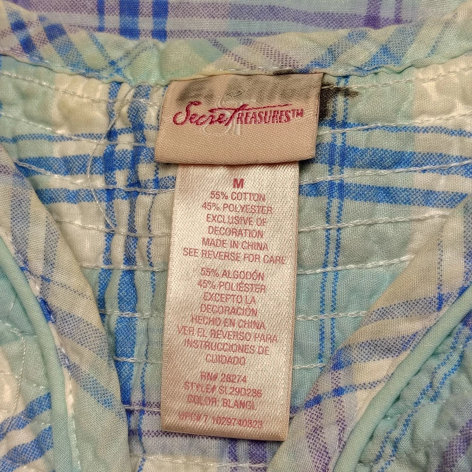 Bata Secret Treasures abuela a cuadros botones bolsillos delanteros salón mediana blanca Foto 3 de 4