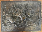 Antique Bronze Wall Plaque Arabian Lion Hunting Scene 31 x 21cm c.1900.