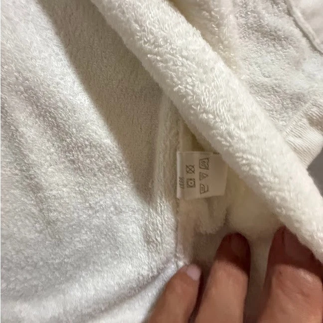 Frette Terry Cloth Bath Robe Embroidered Crest Spa Loungewear Kids 6/10 White - Image 3 of 4