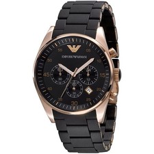 ⌚ Herrenarmbanduhr Emporio Armani AR5905 – Chronograph, roségold & schwarz,