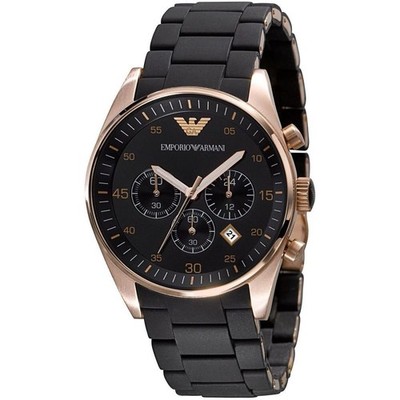   Herrenarmbanduhr Emporio Armani AR5905   Chronograph, roségold & schwarz,