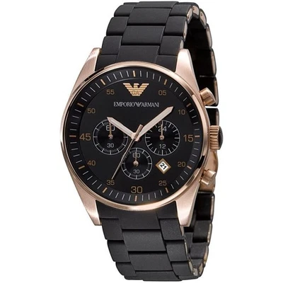 ⌚ Reloj de pulsera para hombre Emporio Armani AR5905 - Cronógrafo, oro rosa y negro,