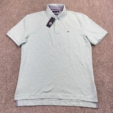 NEW Tommy Hilfiger Polo Shirt Mens Classic Fit Large Blue Short Sleeve Flag