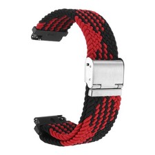 22mm Nylon Braided Watch Bands with Stainless Steel Buckle, Black Red