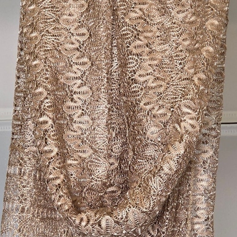Gold Lace Rectangular Shawl, age unknown 64x25 - image 3