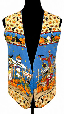 Pumpkin Farm Womens Handcrafted Reversible Vest Medium Multicolor Cotton