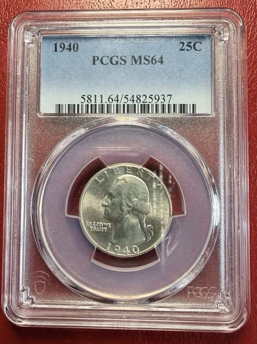 1940 Washington Quarter. PCGS MS-64. Free Shipping