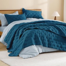 Queen Size Quilt Bedding Set Teal - Full Lightweight Comforter Bedspreads  C...