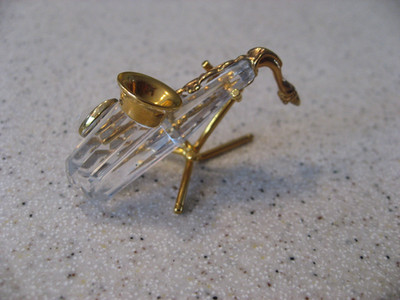 Swarovski Crystal Memories Crystal Saxophone with Gold Accents and Stand