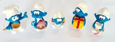 Schleich Smurfs Set of 5 - Present, Baby, Tooth, Chef, Greedy Smurf