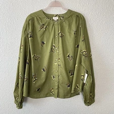 a.n.a. A New Approach Blouse Womens 2X Floral Balloon Sleeves Fall Boho Grunge