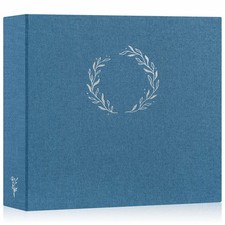 Lanpn 12x12 Photo Album Scrapbook - Linen Cover Wreath Design, 3-Ring, 60 Pages