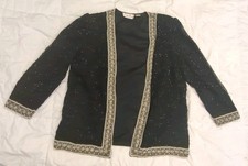 Laurence Kazar Womens Pearl Gold Beaded Evening Jacket Size XL