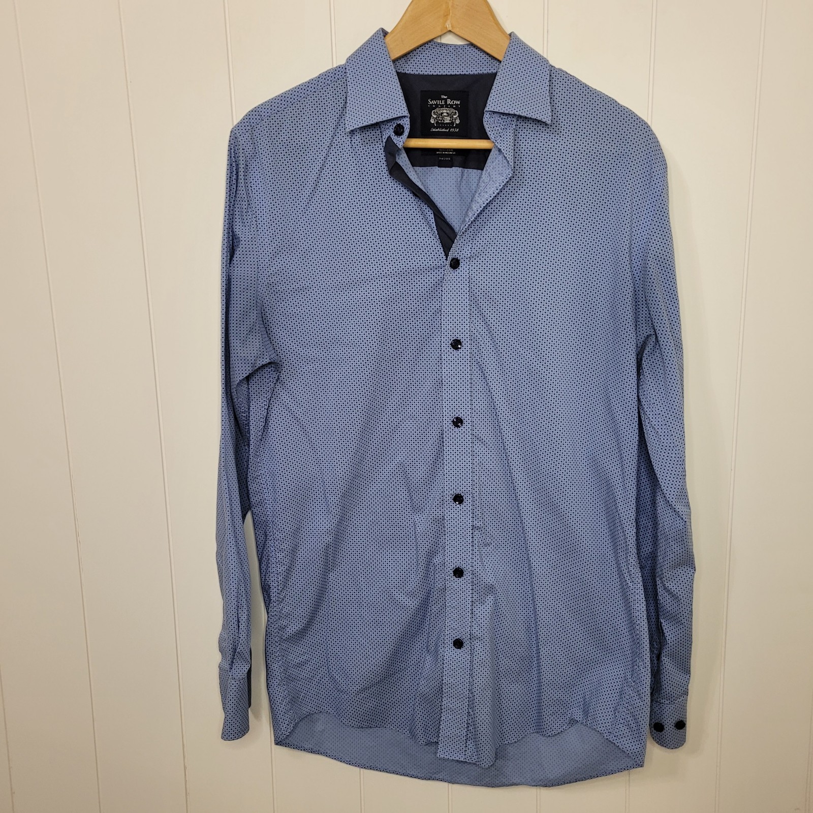 FILA Camicia The Savile Row Company blu non ferro con bottoni taglia M 15 5 mini pois
