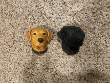 VTG BOSSONS CONGLETON ENGLAND BLACK YELLOW LAB DOG CHALKWARE WALL PLAQUE HEADS