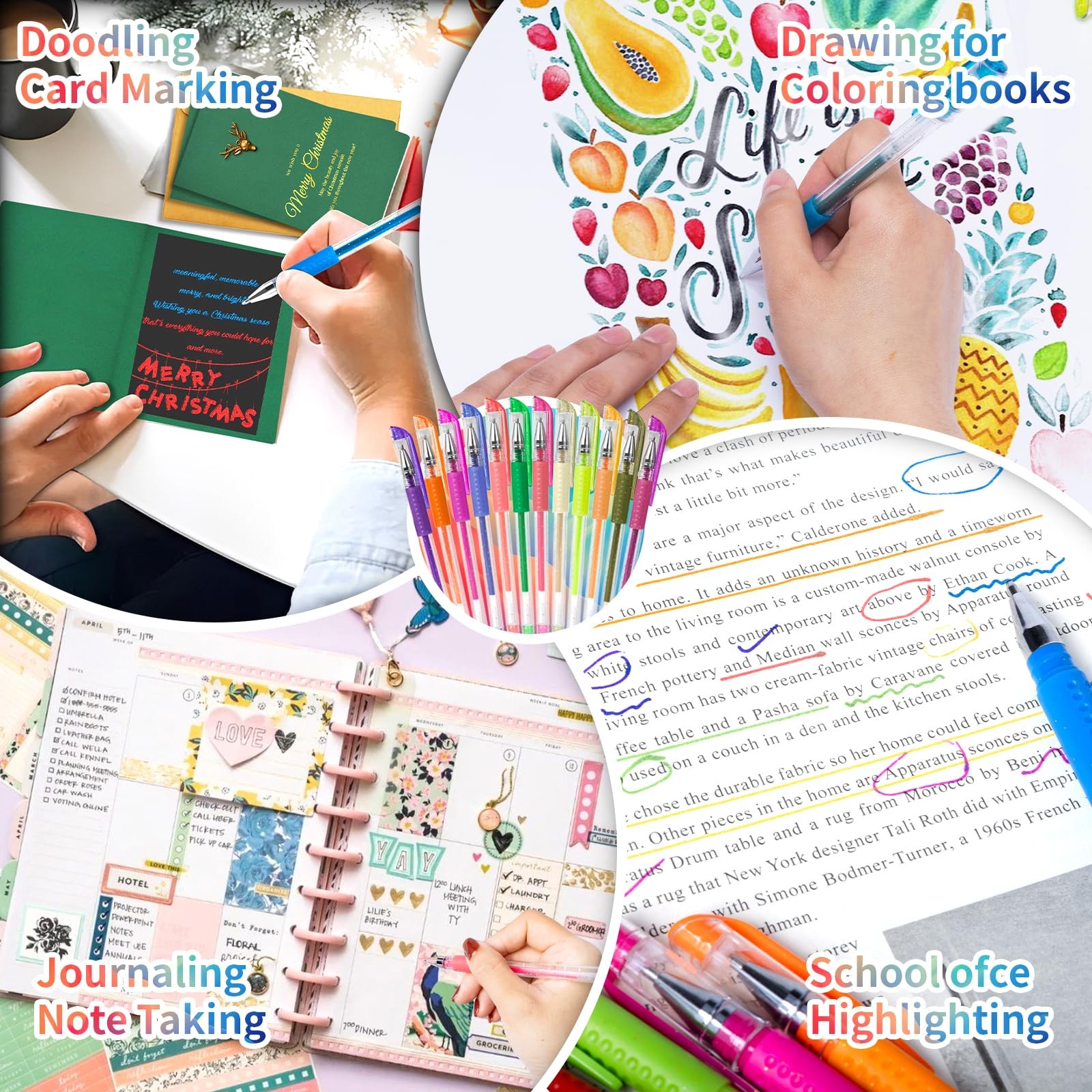 Aen Art Glitter Gel Pens for Adult Coloring Books, 36 Colors Gel Marker Set C...